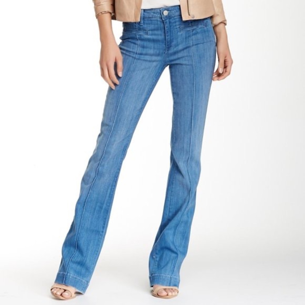 Vince Hi-Pintuck Bootcut Jeans, Summer Blue